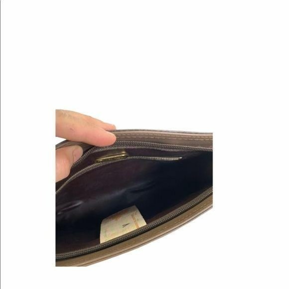 Authentic Mario Valentino Clutch Bag Pouch Cometic Brown PVC Used Handbag Vin - Picture 11 of 11
